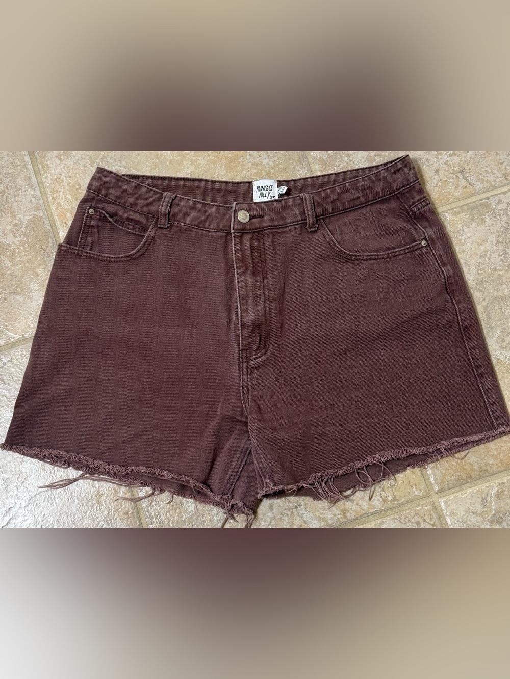 Princess Polly Brown High-Rise Denim Shorts